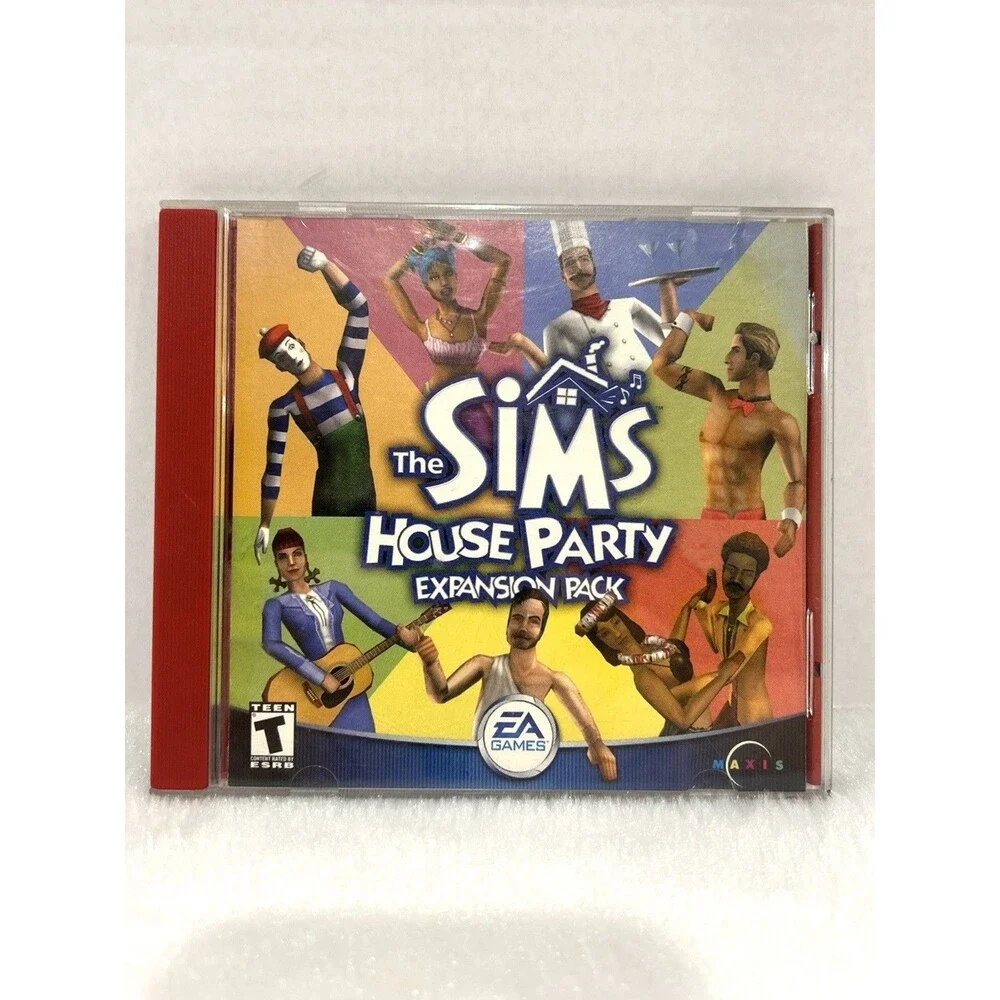 The Sims House Party EXPANSION PACK (PC Game) 2001 VINTAGE Case, Insert, Game
